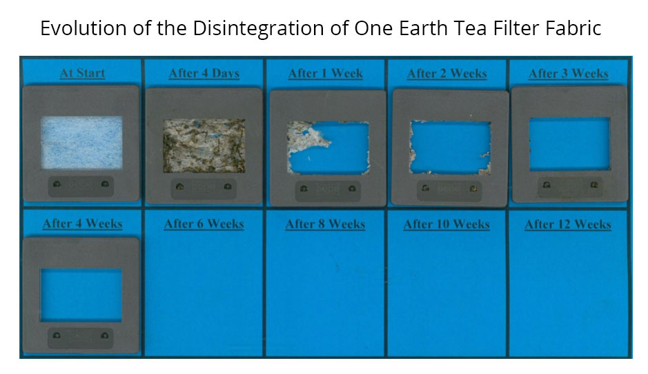 Evolution of disintegration of One Earth® Tea Bag Filter Material