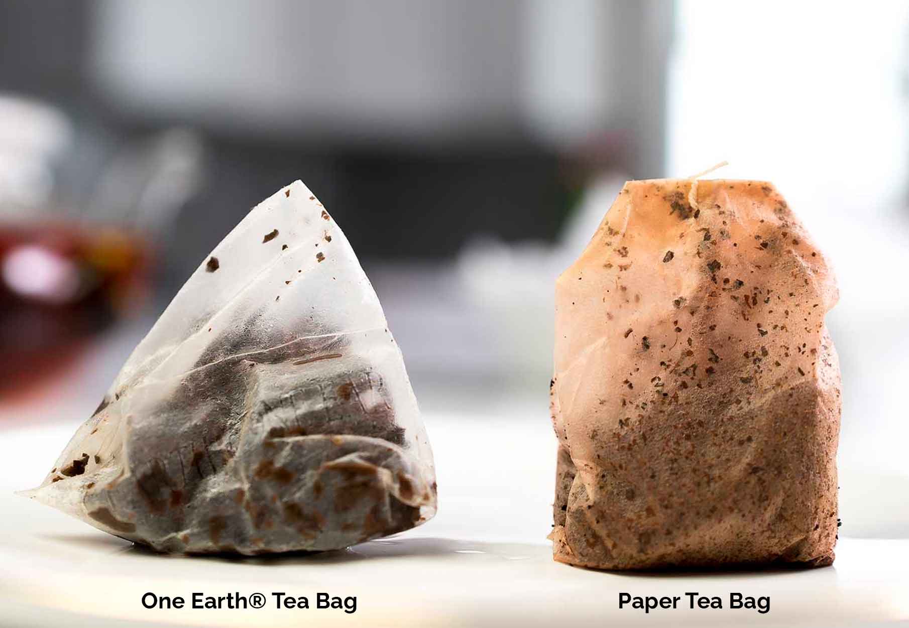 One Earth® Biodegradable Compostable Tea Bags vs. Competitor Brand's Paper Tea Bag